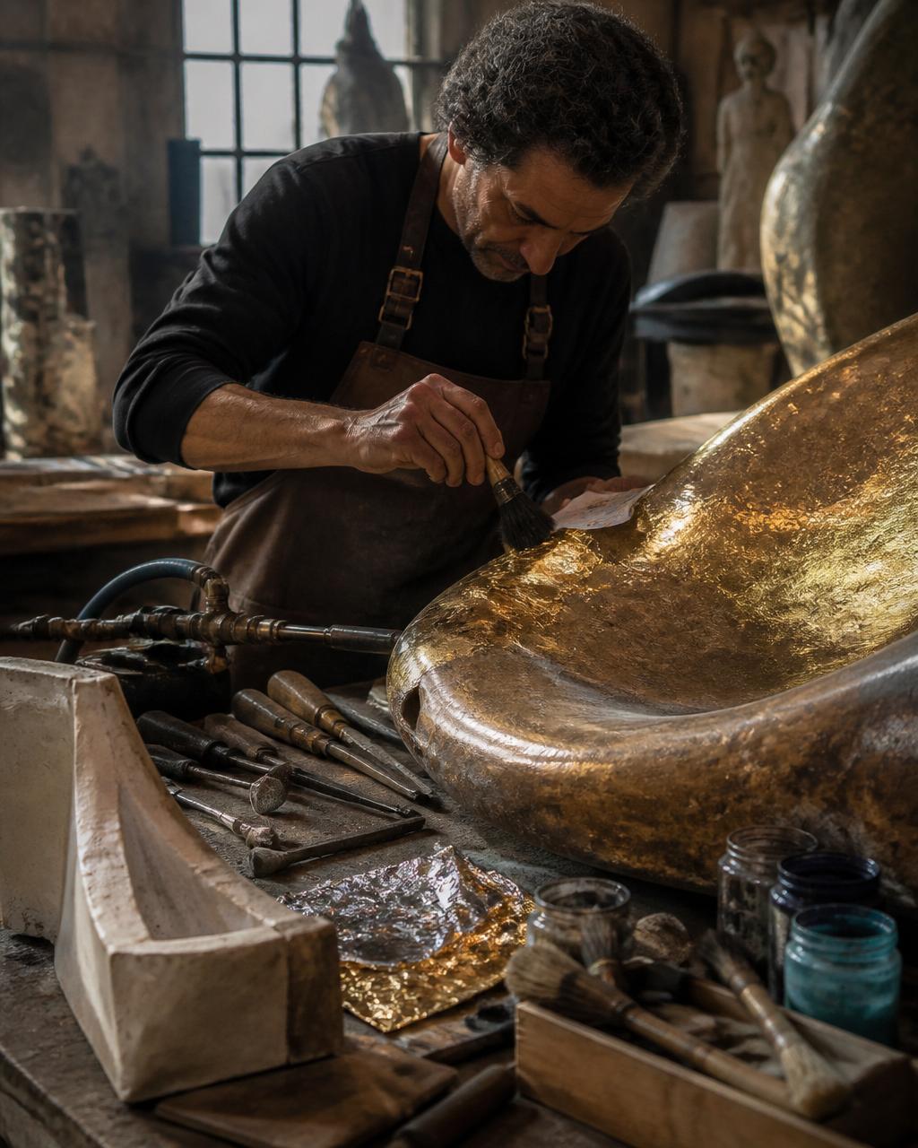 Producción escultórica en taller — moldes, fundición y acabados artísticos